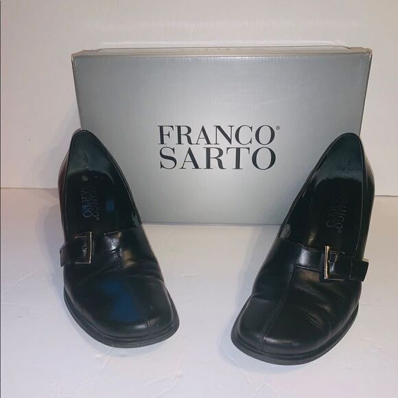 Franco Sarto black leather pumps size 7.5 - Picture 2 of 7